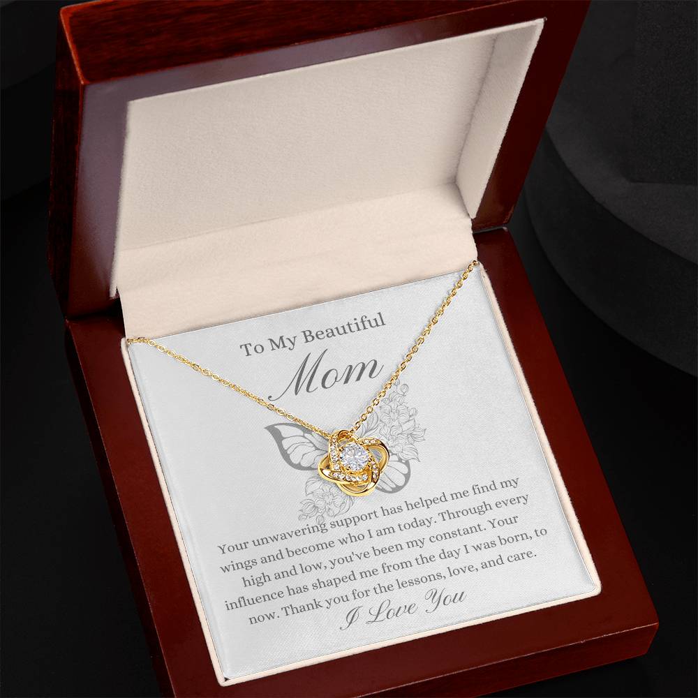 To My Beautiful Mother - Butterfly Love Knot Necklace