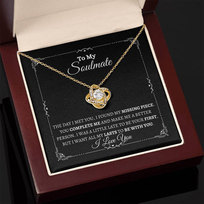 TO MY SOULMATE | Love Knot Necklace | Yellow and White Gold