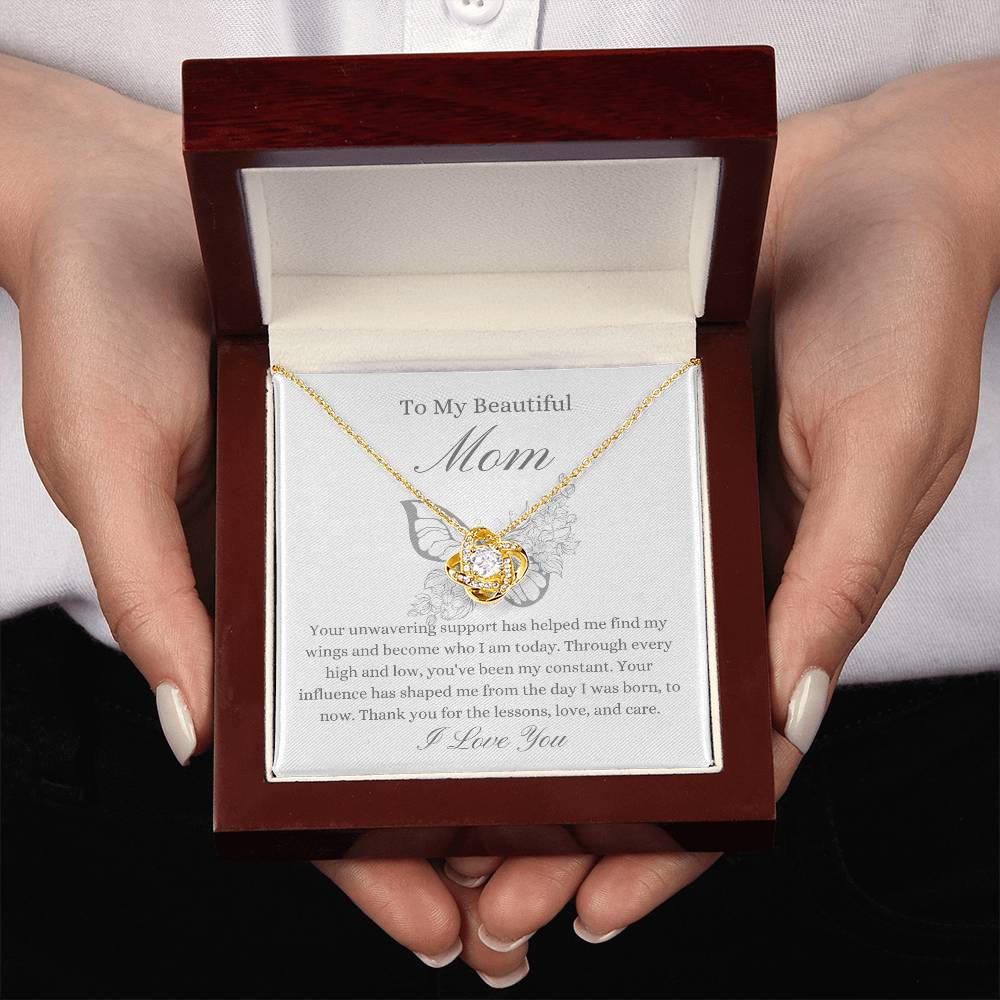 To My Beautiful Mother - Butterfly Love Knot Necklace