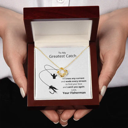Greatest Catch Love Knot Necklace- Fly Fishing