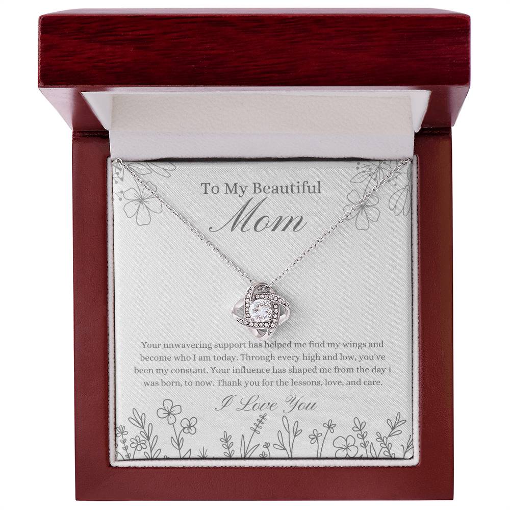 To My Beautiful Mother - Flower Love Knot necklace