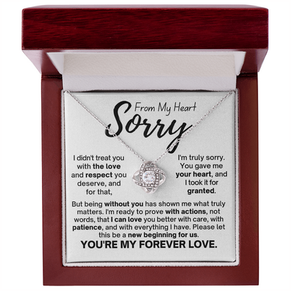 Sorry From My Heart Love Knot Necklace