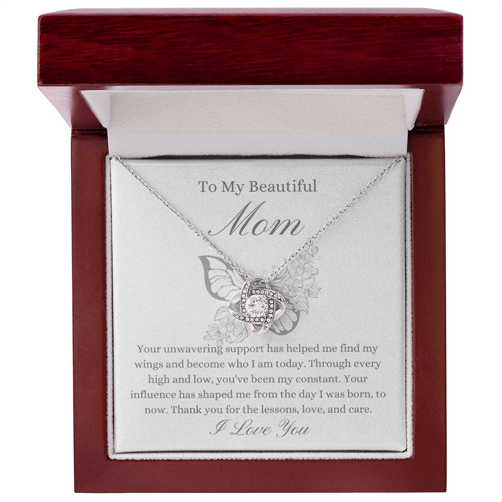 To My Beautiful Mother - Butterfly Love Knot Necklace