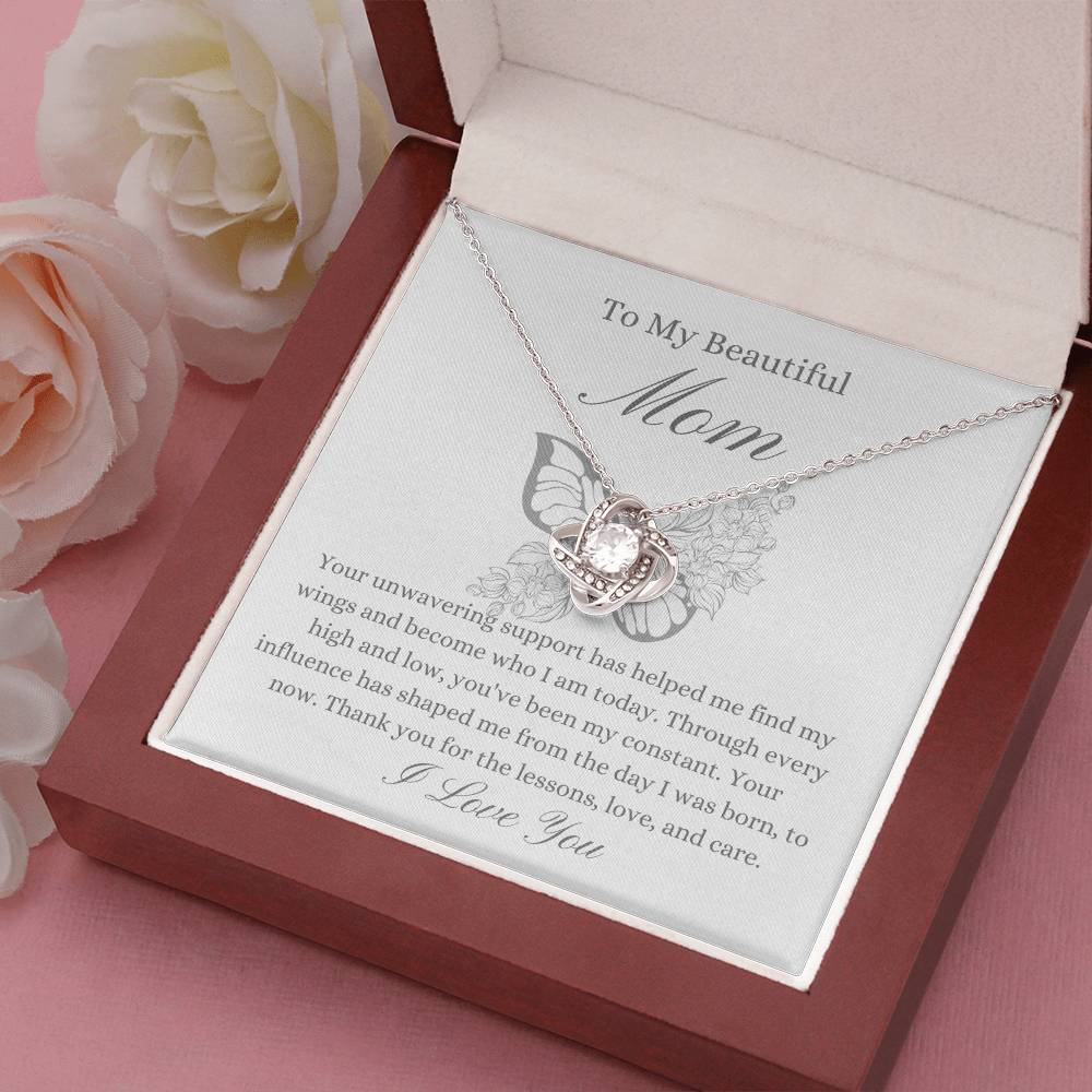 To My Beautiful Mother - Butterfly Love Knot Necklace