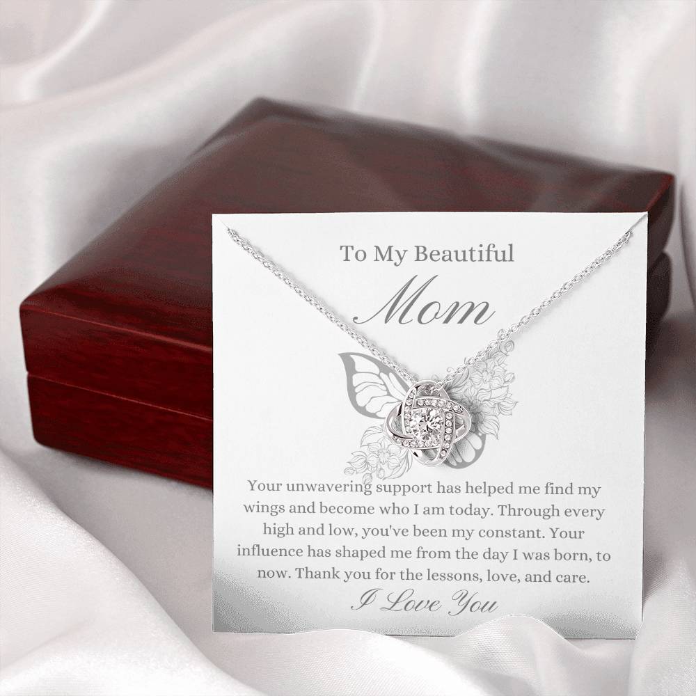 To My Beautiful Mother - Butterfly Love Knot Necklace