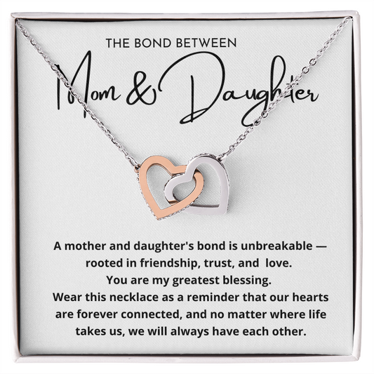 Mom And Daughter Bond Between Us Double Heart Necklace