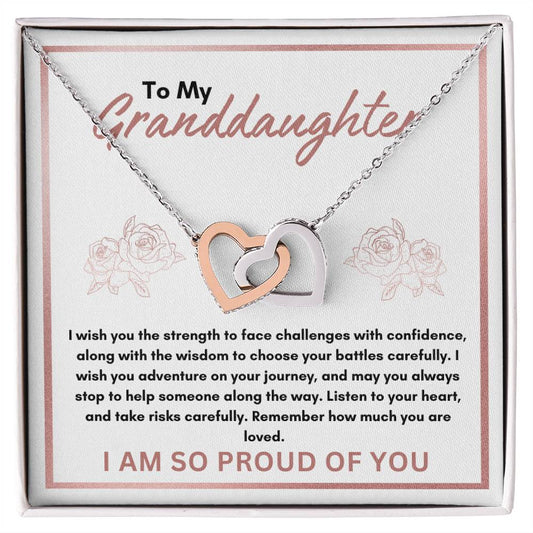 Granddaughter Strength Necklace | Interlocking Hearts Necklace