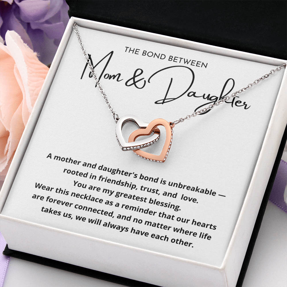 Mom And Daughter Bond Between Us Double Heart Necklace