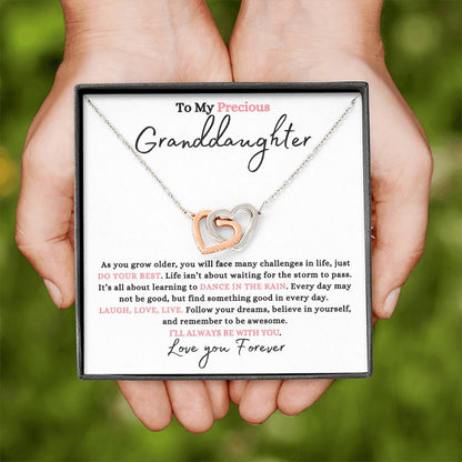 Granddaughter Rain | Double Heart Necklace