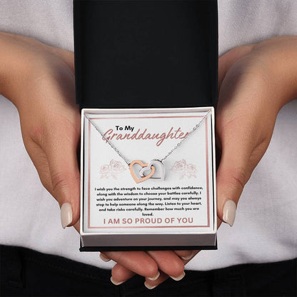 Granddaughter Strength Necklace | Interlocking Hearts Necklace