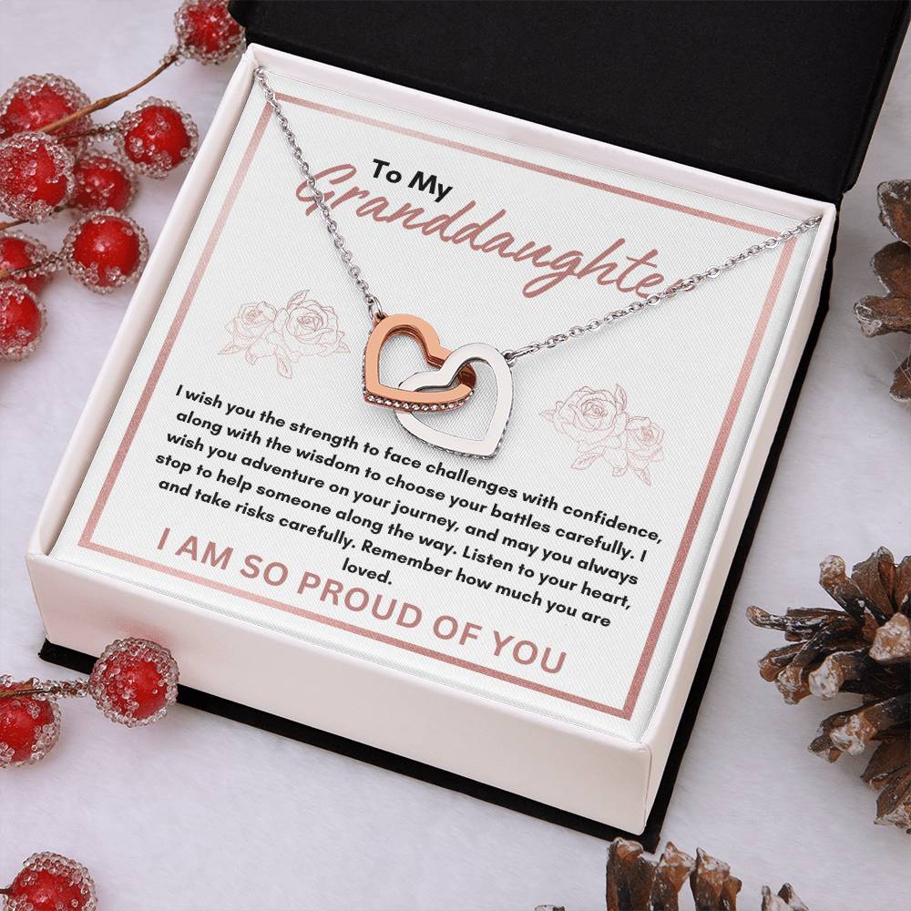 Granddaughter Strength Necklace | Interlocking Hearts Necklace