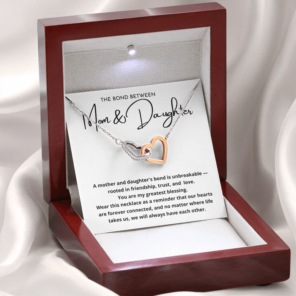 Mom And Daughter Bond Between Us Double Heart Necklace