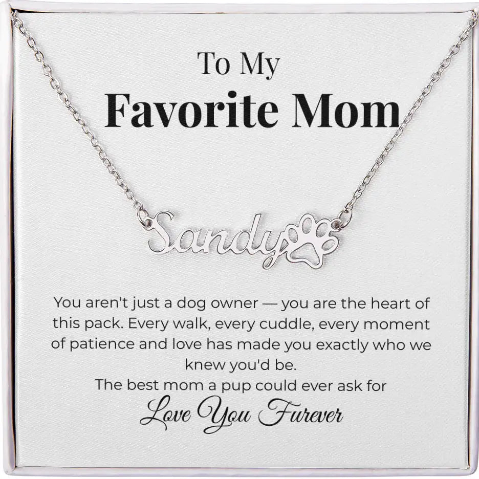 Favorite Mom Personalized Name Heart of the Pack Necklace