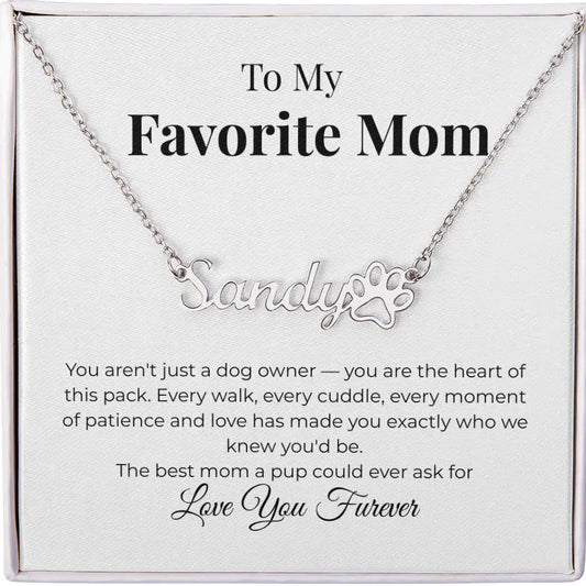 Favorite Mom Personalized Name Heart of the Pack Necklace
