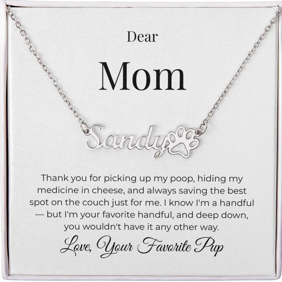 Dear Mom Personalized Name Necklace Best Spot on the Couch