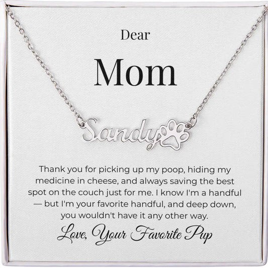 Dear Mom Personalized Name Necklace Best Spot on the Couch