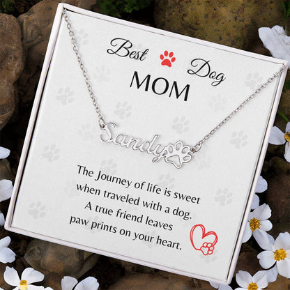 Best Dog Mom - Paw Personalized Name Necklace