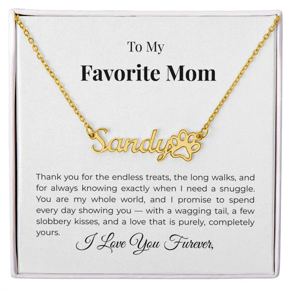 Favorite Dog Mom Personalized Name Necklace Long Walks