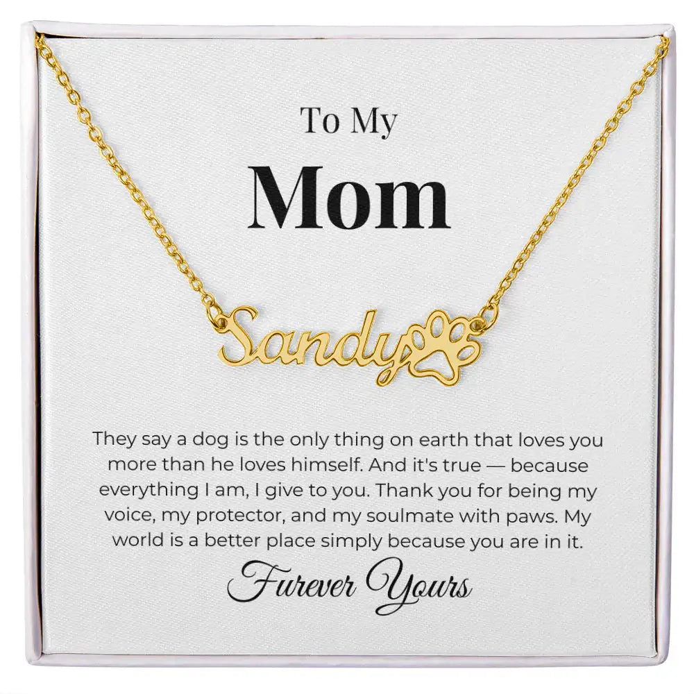 To My Mom Personalized Paw Name Necklace A Dog Is