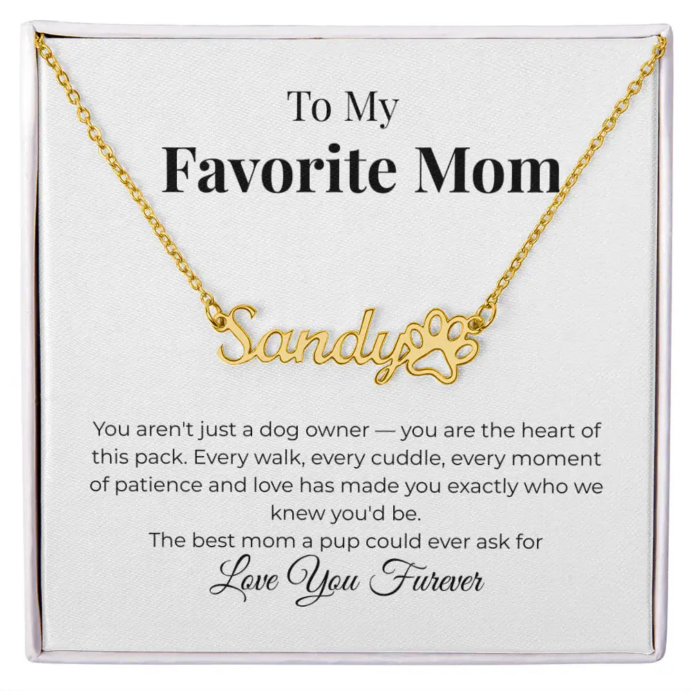 Favorite Mom Personalized Name Heart of the Pack Necklace