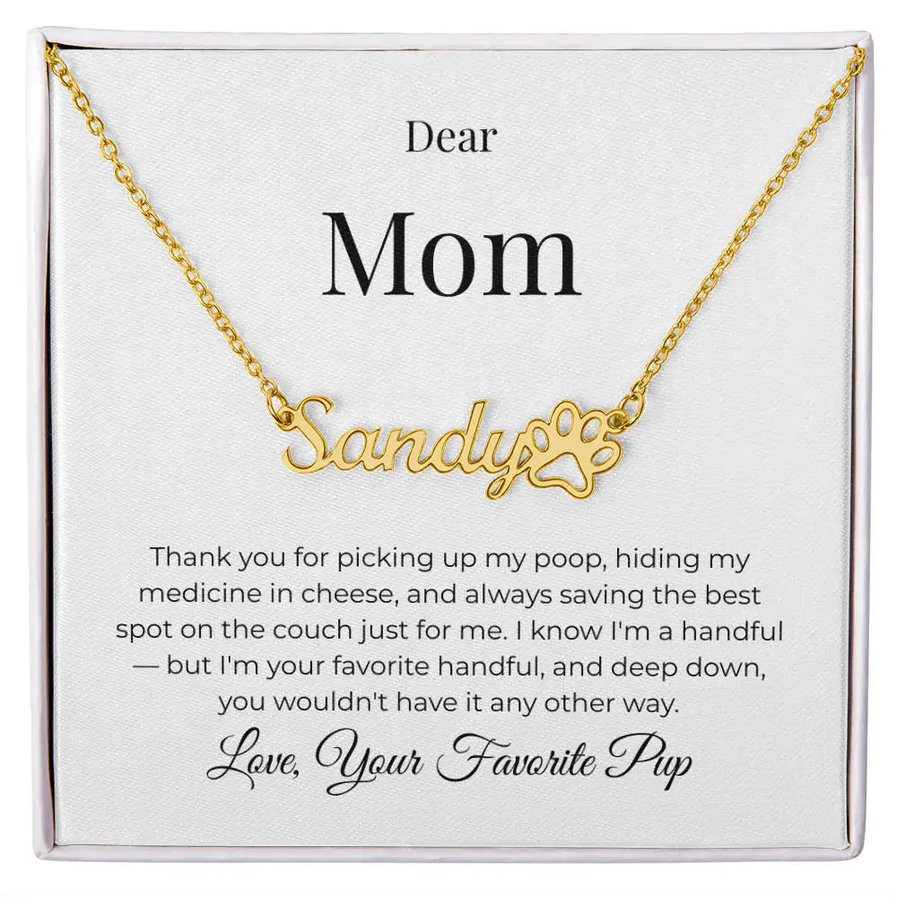 Dear Mom Personalized Name Necklace Best Spot on the Couch