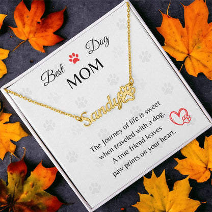 Best Dog Mom - Paw Personalized Name Necklace