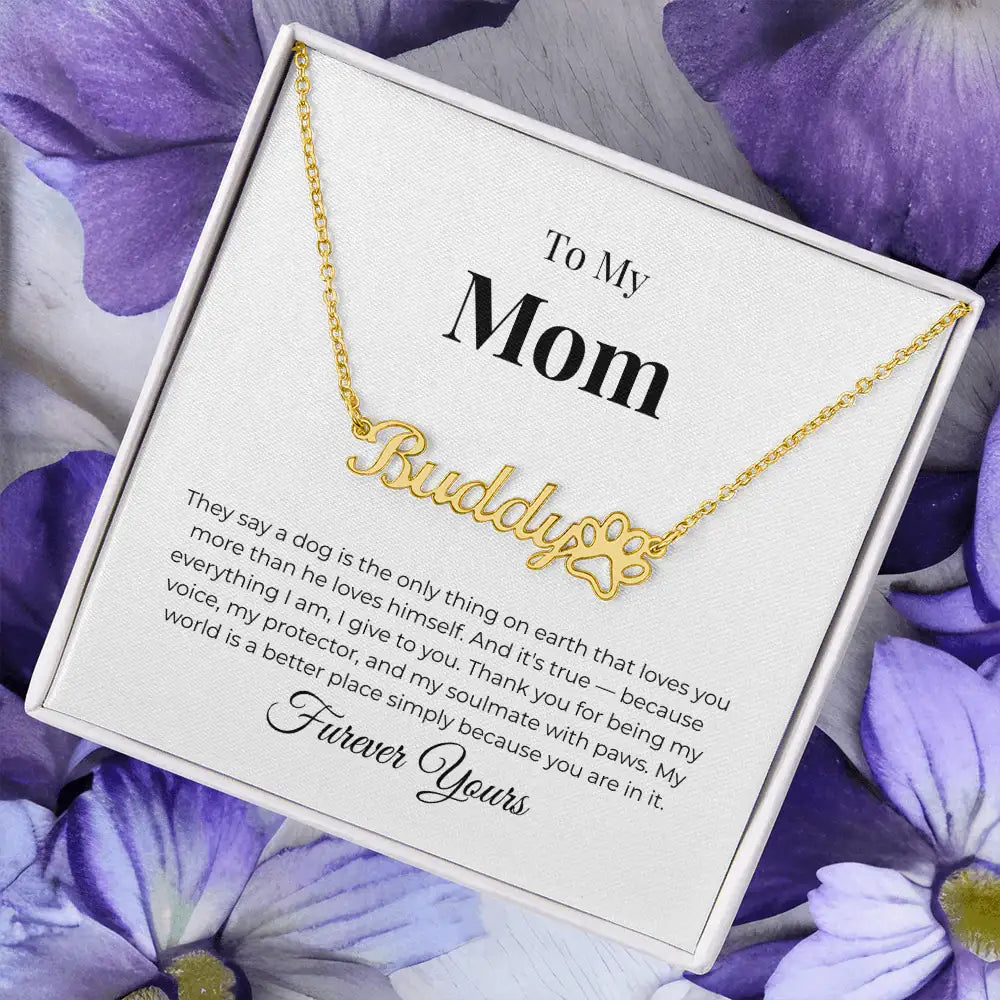 To My Mom Personalized Paw Name Necklace A Dog Is