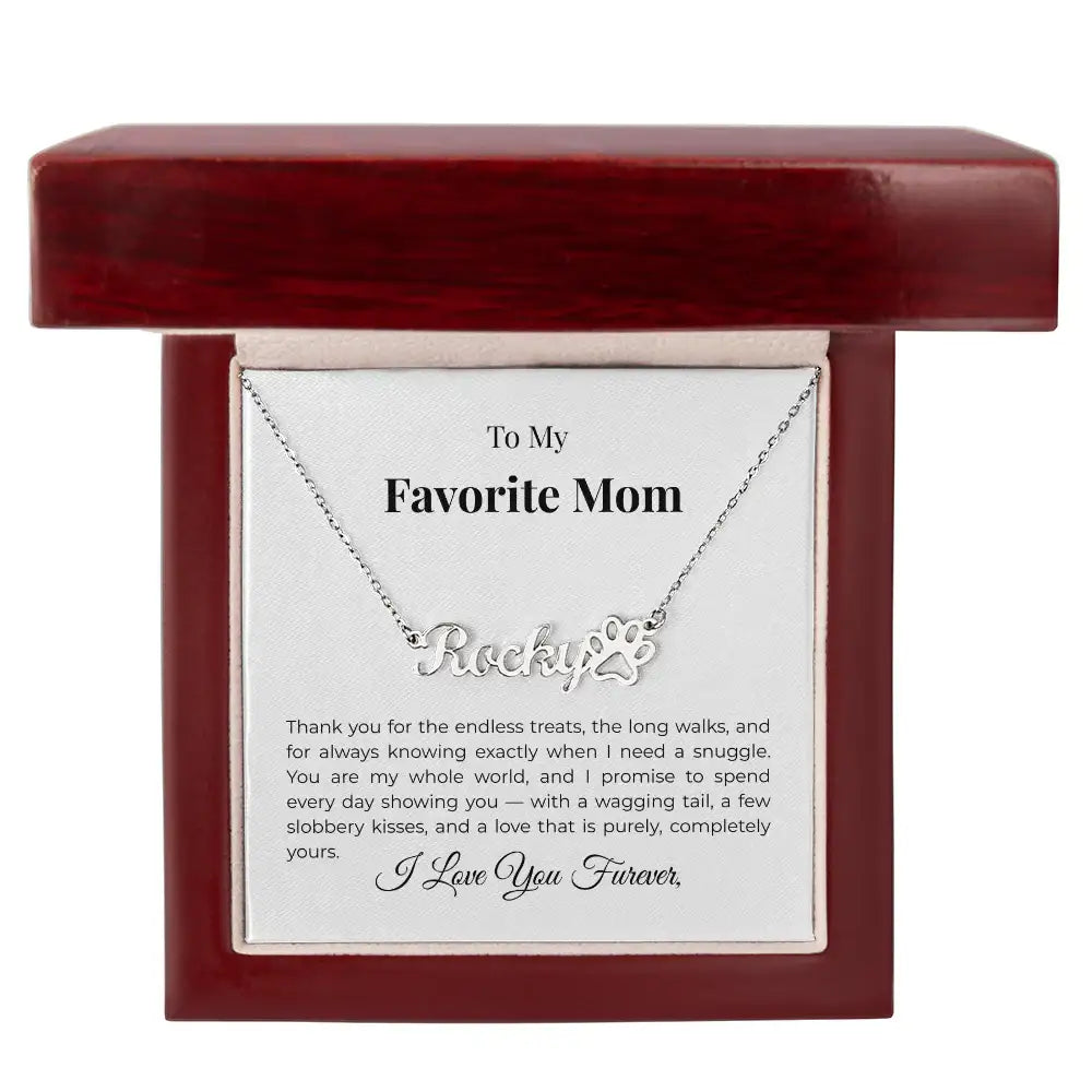 Favorite Dog Mom Personalized Name Necklace Long Walks