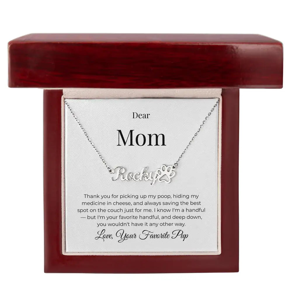 Dear Mom Personalized Name Necklace Best Spot on the Couch