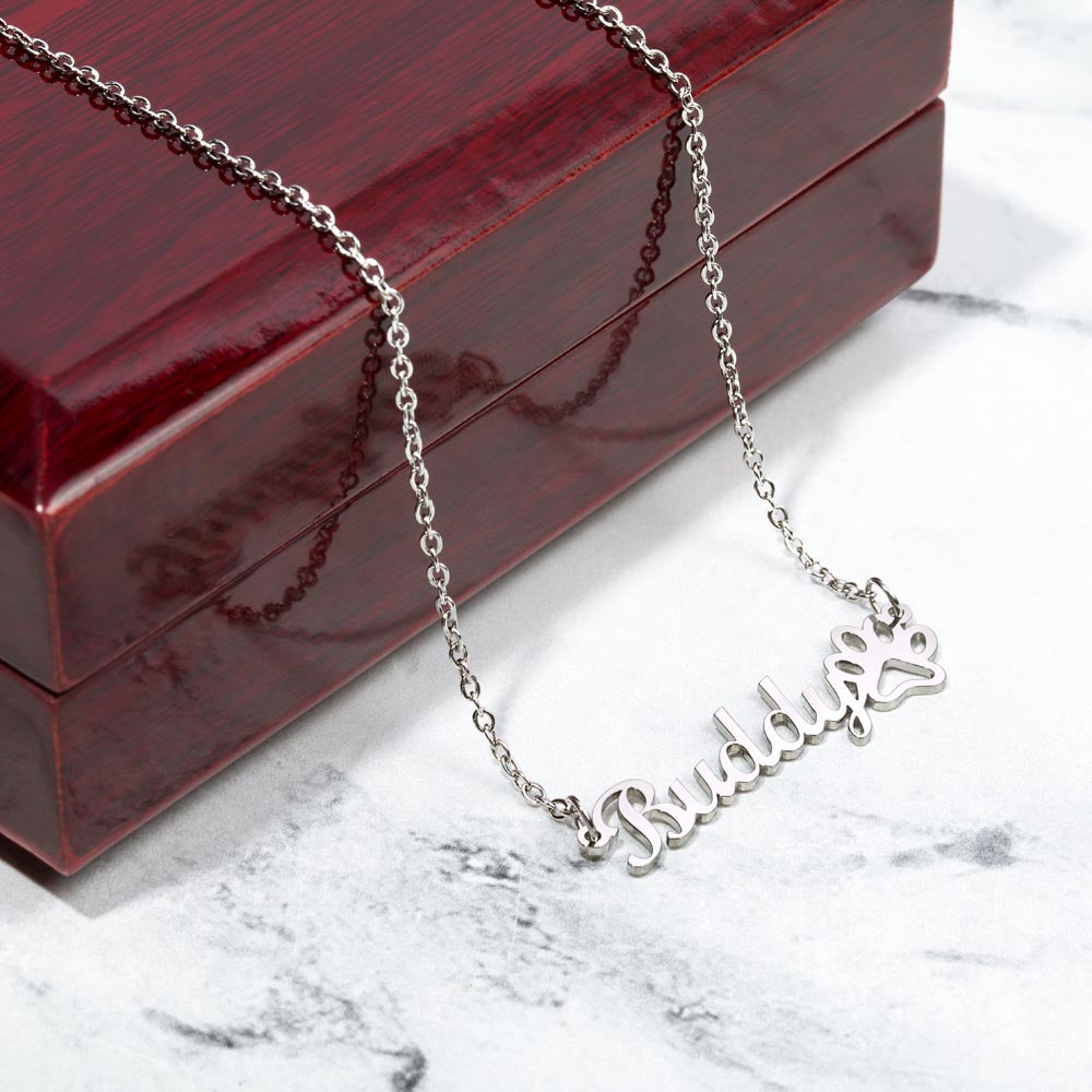 Best Dog Mom - Paw Personalized Name Necklace