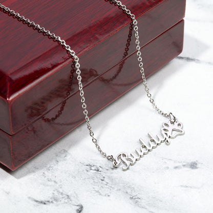 Best Dog Mom - Paw Personalized Name Necklace