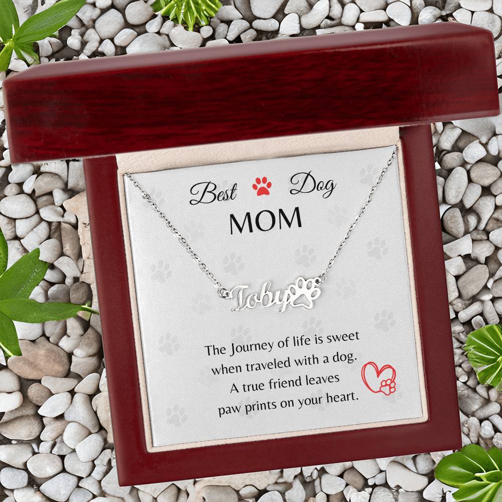 Best Dog Mom - Paw Personalized Name Necklace