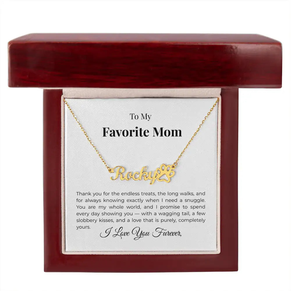 Favorite Dog Mom Personalized Name Necklace Long Walks