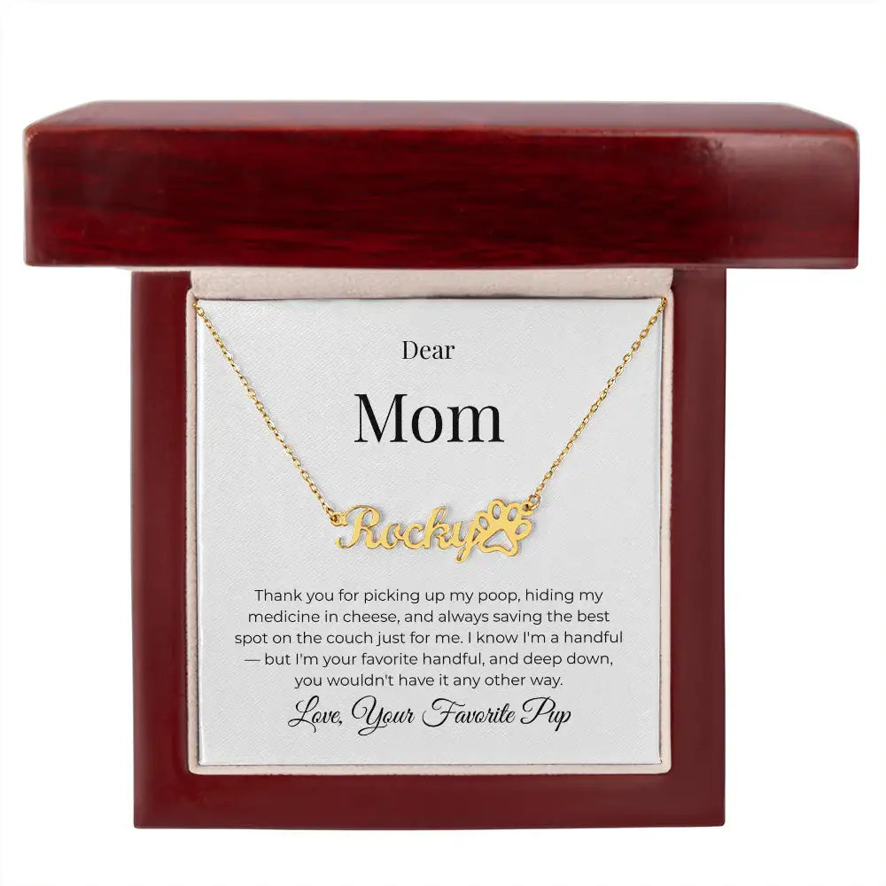 Dear Mom Personalized Name Necklace Best Spot on the Couch