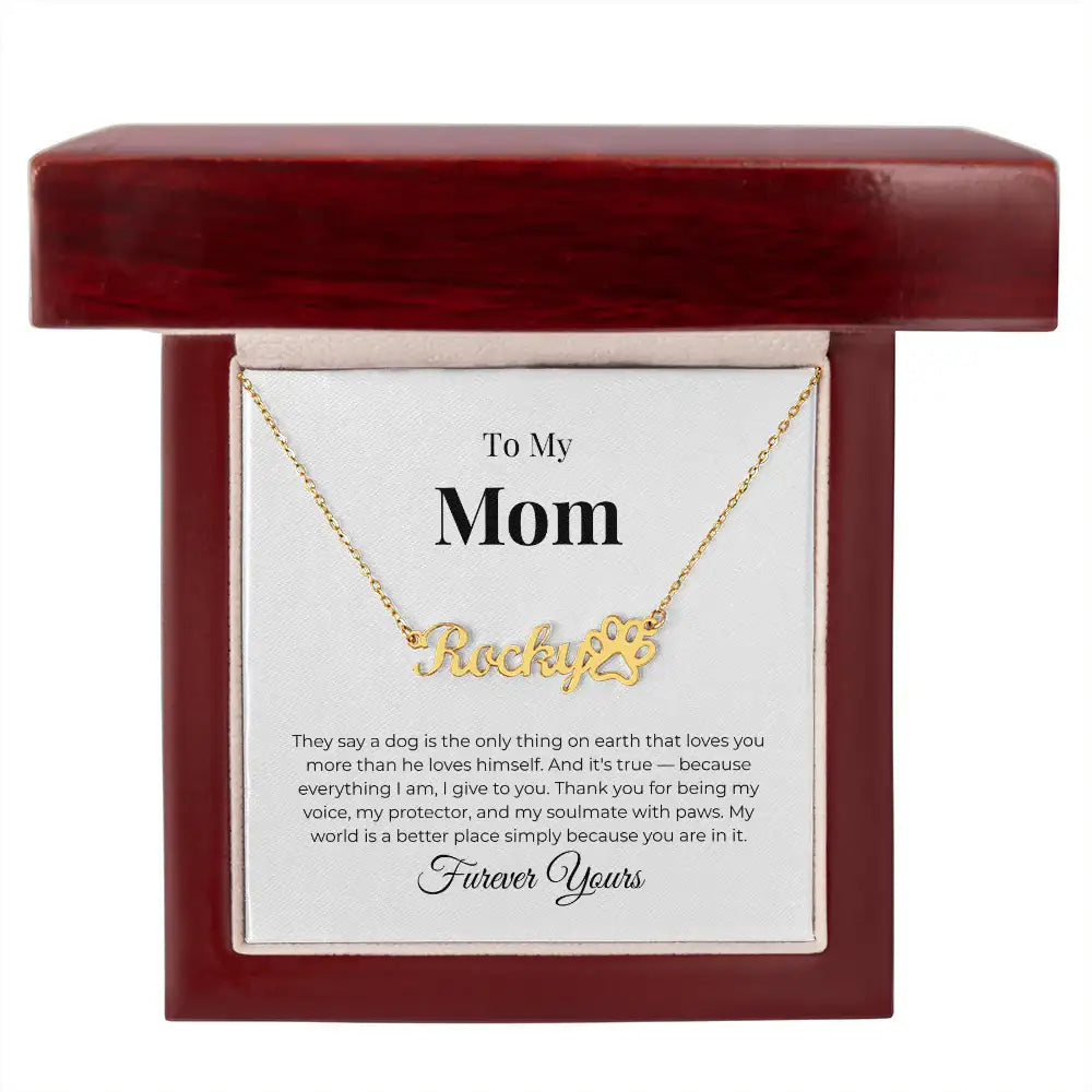 To My Mom Personalized Paw Name Necklace A Dog Is