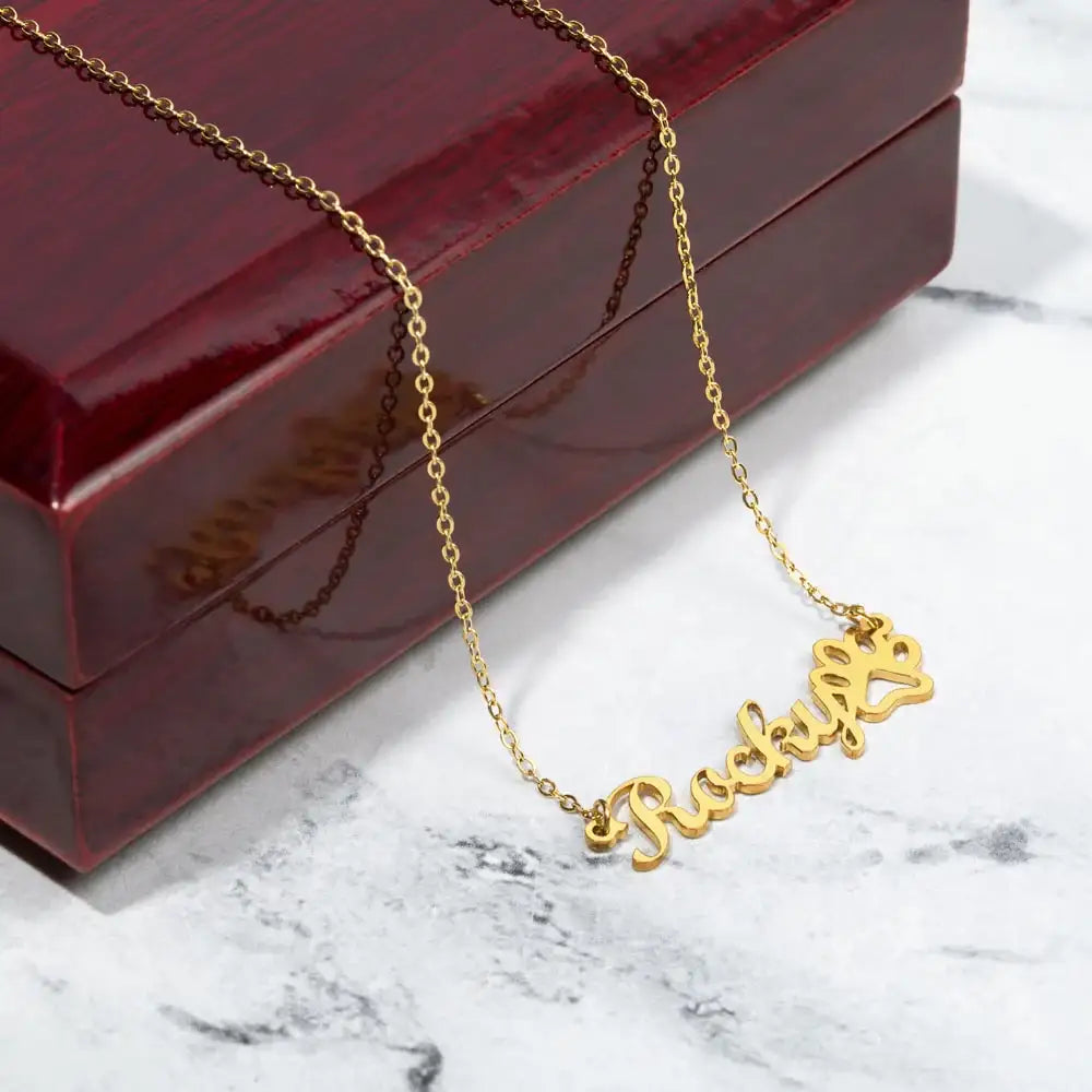 Favorite Dog Mom Personalized Name Necklace Long Walks