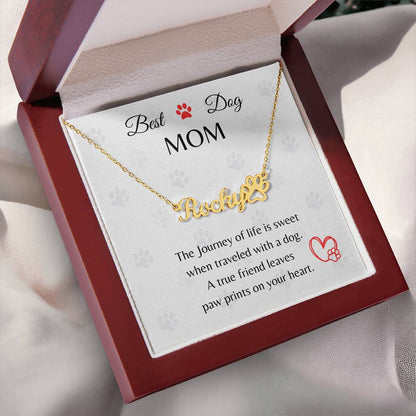Best Dog Mom - Paw Personalized Name Necklace