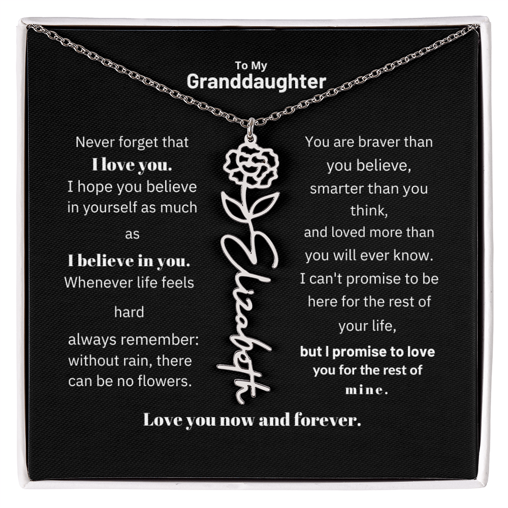Granddaughter Month Flower Name Necklace