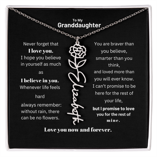 Granddaughter Month Flower Name Necklace