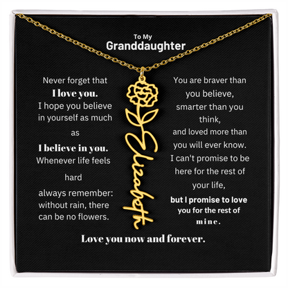 Granddaughter Month Flower Name Necklace