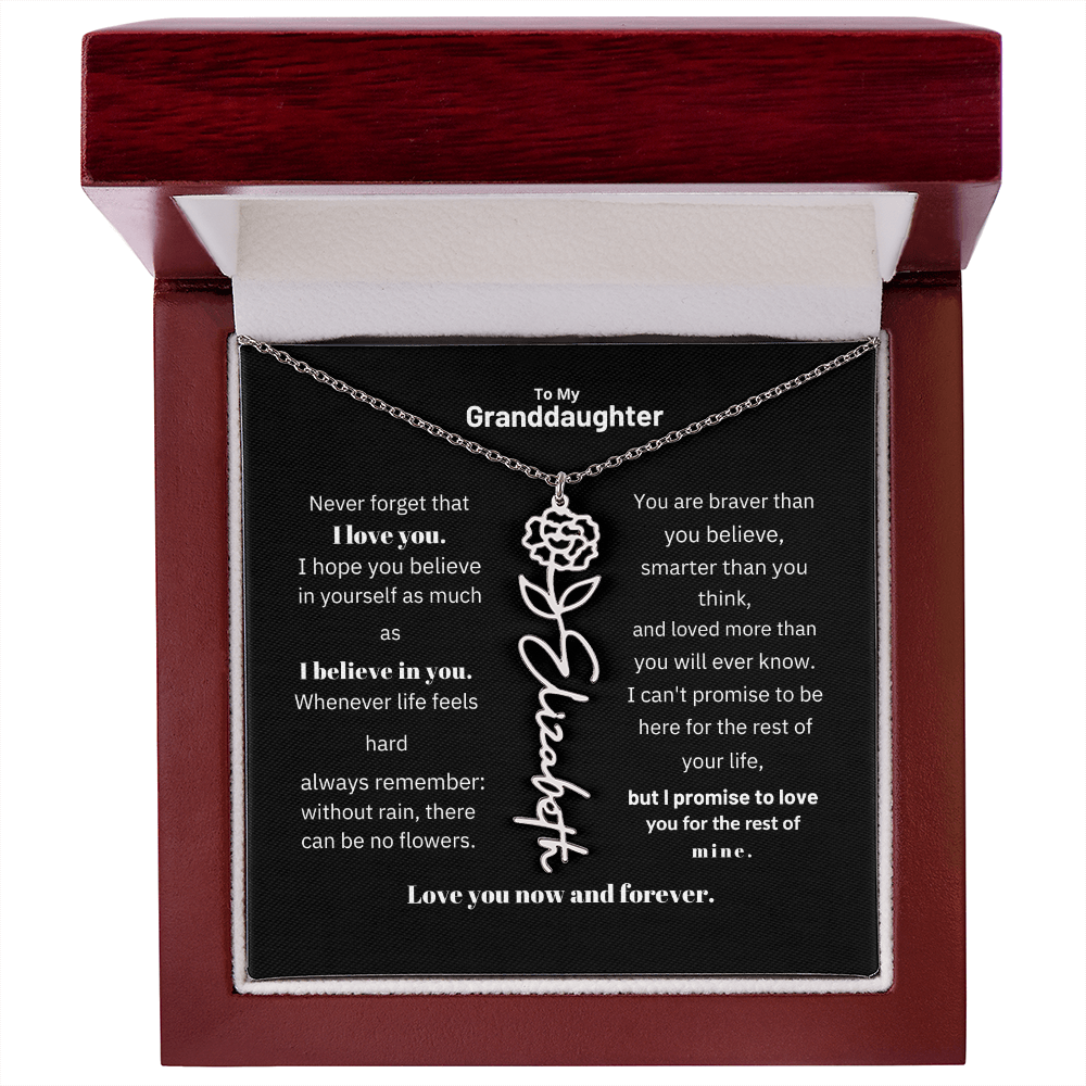 Granddaughter Month Flower Name Necklace