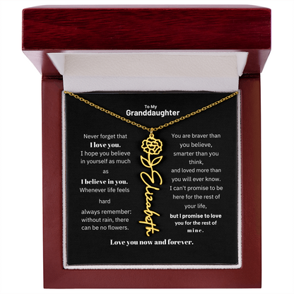 Granddaughter Month Flower Name Necklace