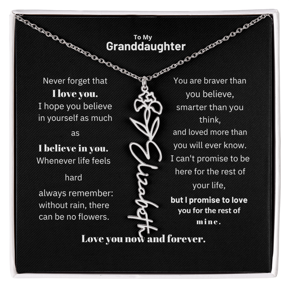 Granddaughter Month Flower Name Necklace