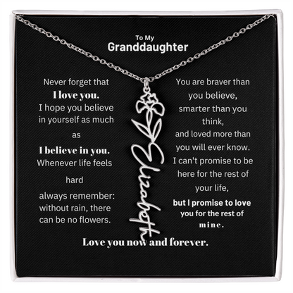 Granddaughter Month Flower Name Necklace