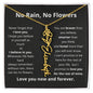 No Rain No Flowers Personalized Flower Necklace  BLK