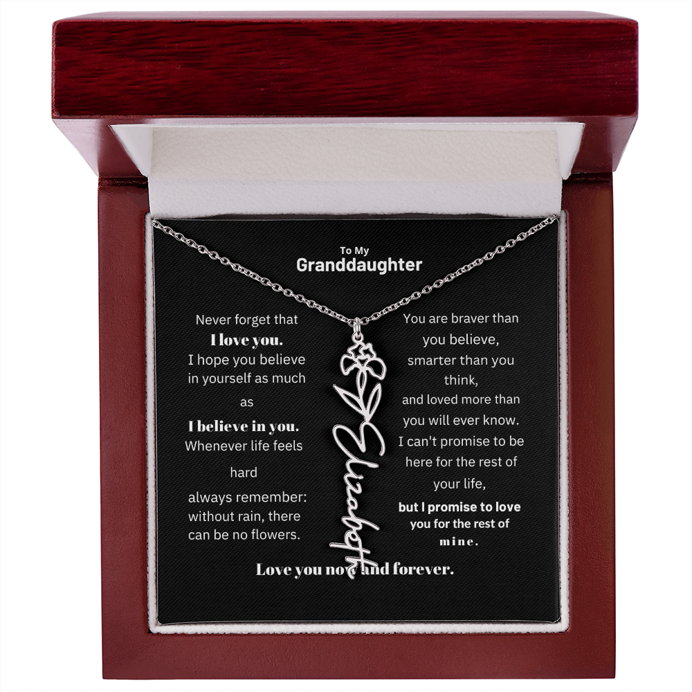 Granddaughter Month Flower Name Necklace