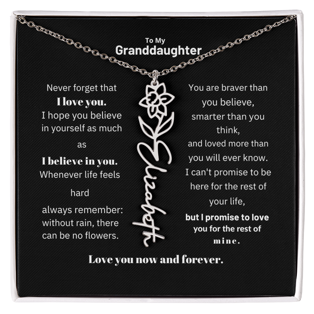 Granddaughter Month Flower Name Necklace