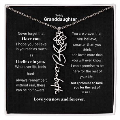 Granddaughter Month Flower Name Necklace