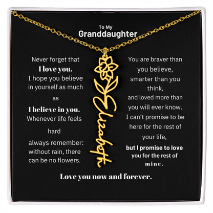 Granddaughter Month Flower Name Necklace