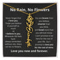 No Rain No Flowers Personalized Flower Necklace  BLK